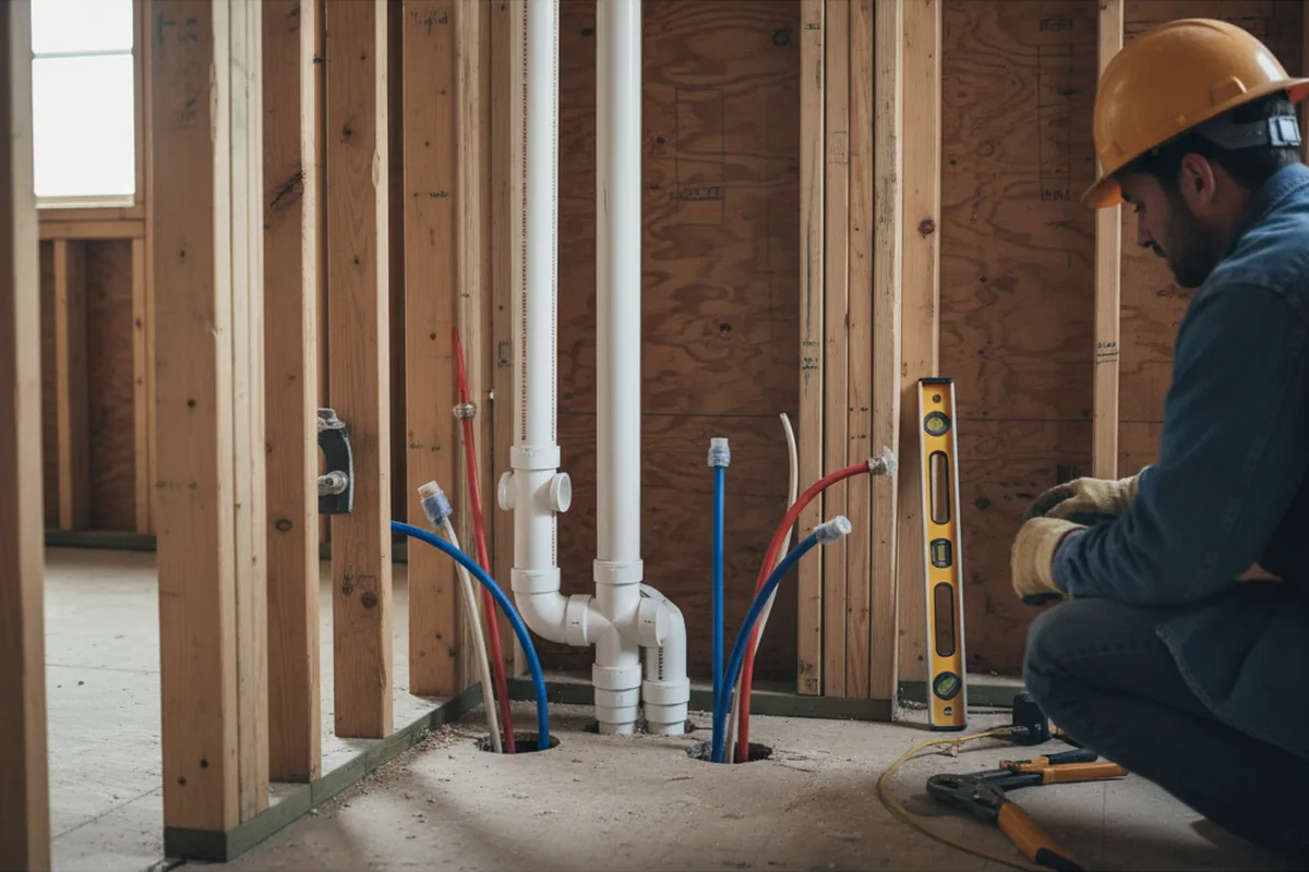 Drain and supply rough-in during Drain Cleaning in Caldwell